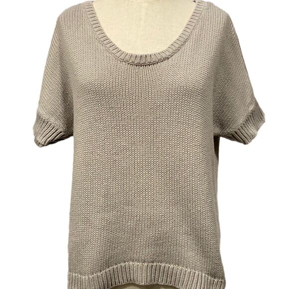 Gap Grey Short Sleeve Boxy Cable Knit Sweater - Picture 2 of 5